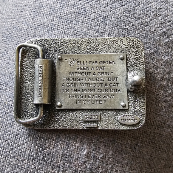 Bergamint Brass Works Alice In Wonderland Cheshire Cat Belt Buckle 2003 Y2K VNTG main image 5